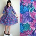 Pink Purple & Blue Leaves Dress with Belt
