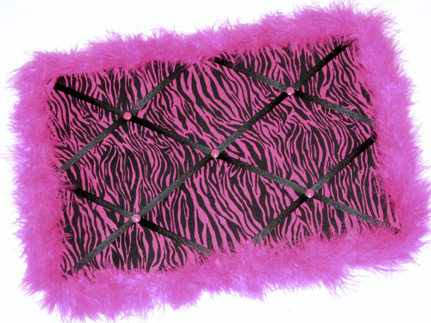 17 X 11 FrouFrou Hot Pink and Black Zebra Memo Board