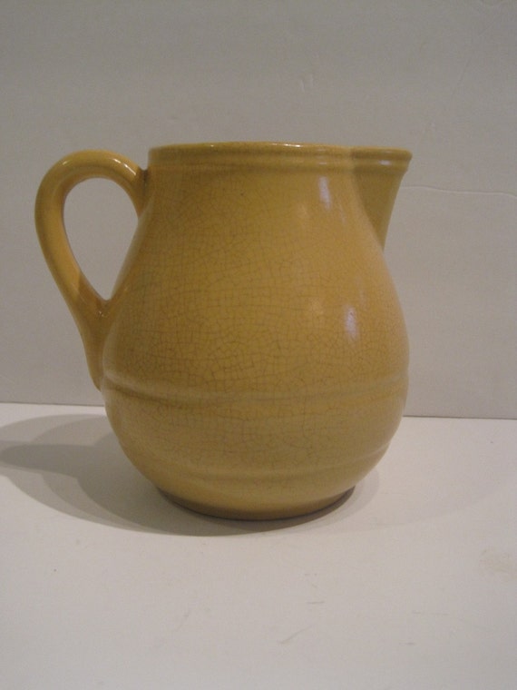 Vintage YORK Pottery Yelloware yellow mustard pitcher