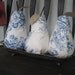 French Toile Stuffed Pear decorative fruit Blue transfer ware Pin cushion