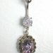 Unique Belly or Navel Ring - Silver Settings Marcasite Amethyst