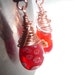 Red Glass Earrings- Teardrop Millefiori Beads