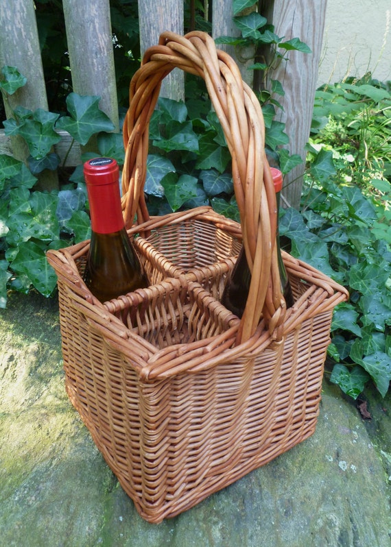 wicker wine carrier basket