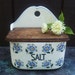 Salt Box. Blue Flowers. Made in Czechoslovakia. Vintage 1920s.