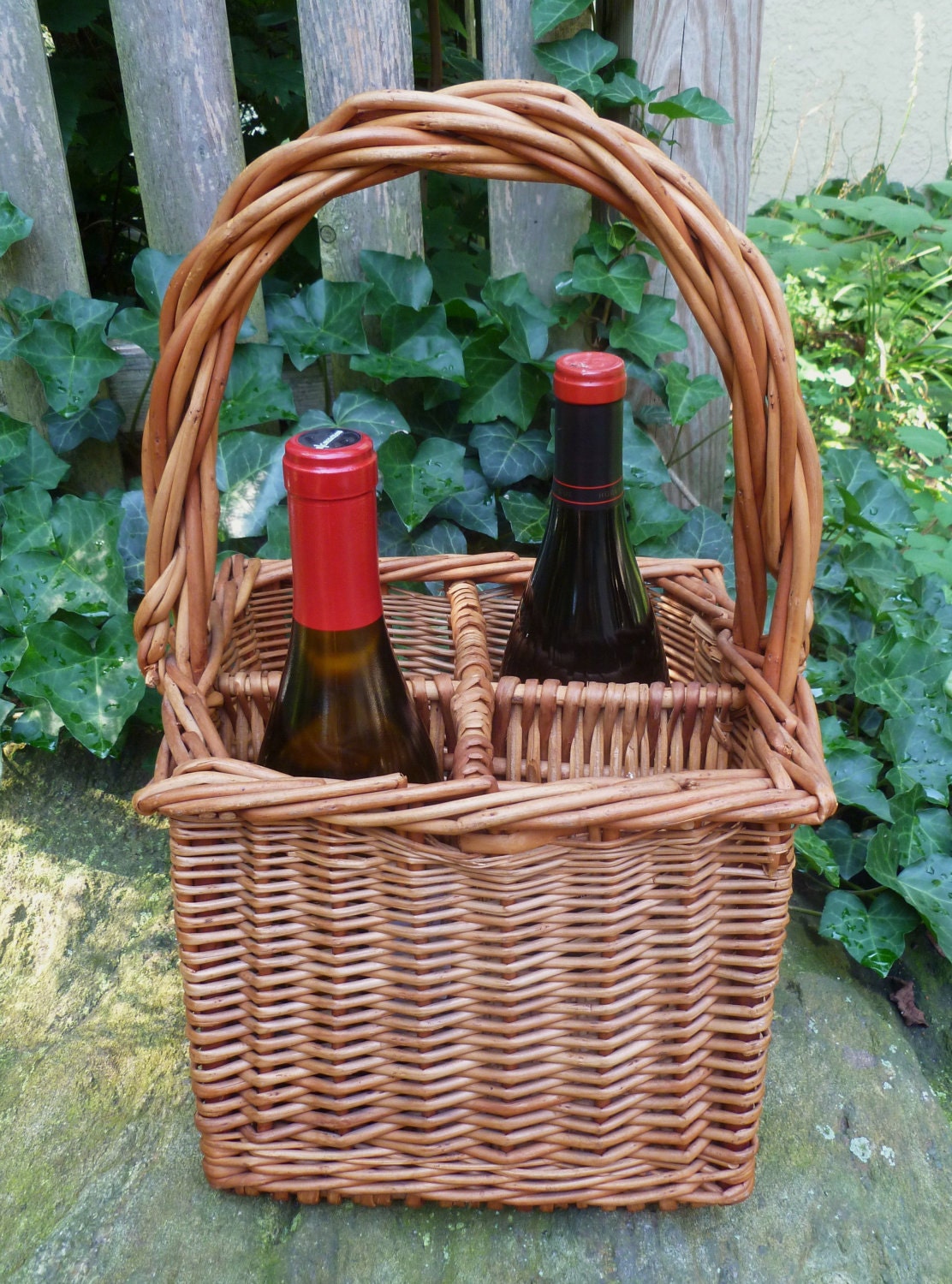 wicker wine carrier basket