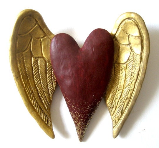 Red Heart with Wing Wall Decor