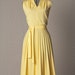 Womens 1970s Vintage Yellow Pleated Summer Dress