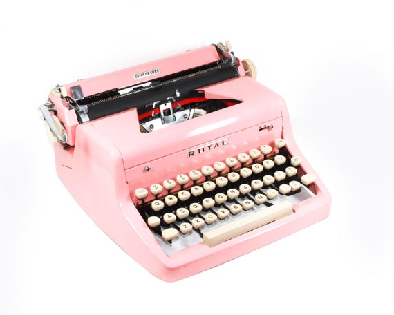 Vintage 1955 Bright Pink Royal Quiet De Luxe Manual Typewriter