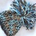 Brown and blue Baby hat Oddball Baby Beanie- Funky pompom Photography Prop hat - 13 inch Circumference and Ready2Ship 4