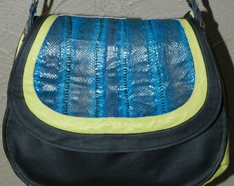 Multicolor Leather & Snakeskin Purse