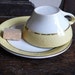 RESERVED FOR QUEENECO: yellow and white vintage coffee cups, teacup, 30s, antique, french kitchen wares by ancienesthetique