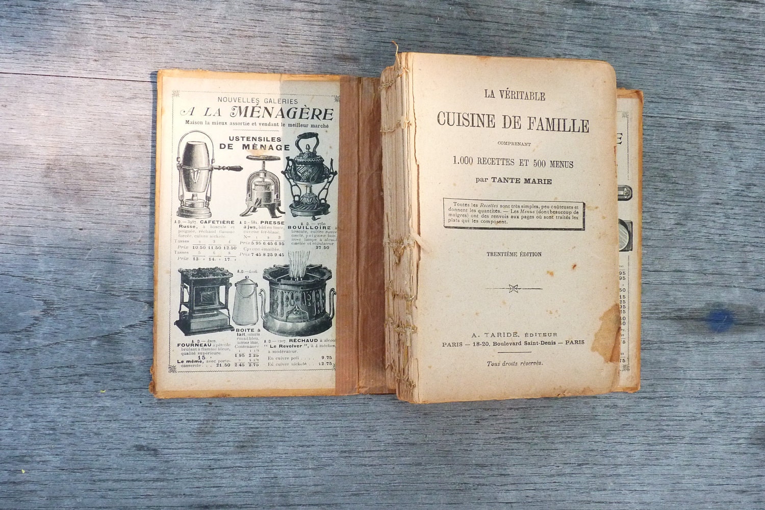 SALE 20 OFF Old French Cooking Book La Veritable Cuisine De