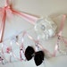 Reserved for Victoria - Original Girls French Jewelry Hanger and Bow Holder - Ivory Silky Fabric and Pink Ribbon - Princess - Ballerina