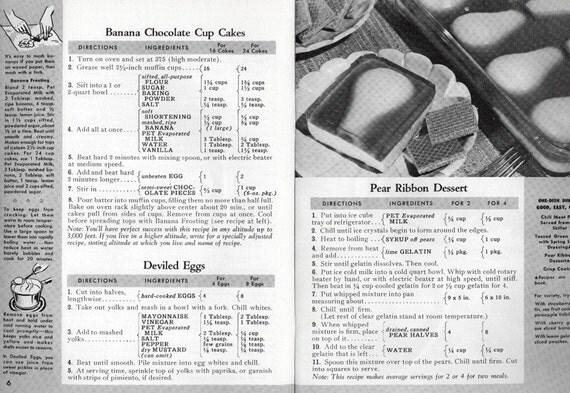 Vintage 1950s PET MILK Cookbook Advertising Ephemera Recipe