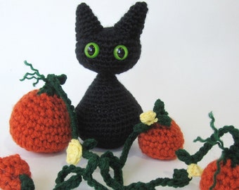Halloween Crochet Pattern Cat Kitten Pumpkin Amigurumi, w/ Angel Wing pattern- 3 Patterns- Pdf Format- Permission to Sell what you make