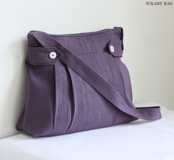 Items similar to Grey / Purple Messenger Bag Cross Body Bag Shoulder ...