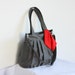 SALE 10% Gray Diaper Bag in Water-Resistant Nylon / Messenger Tote / Pleated Bag / Everyday / Zipper Closure / 2 Exterior Zipper Pockets