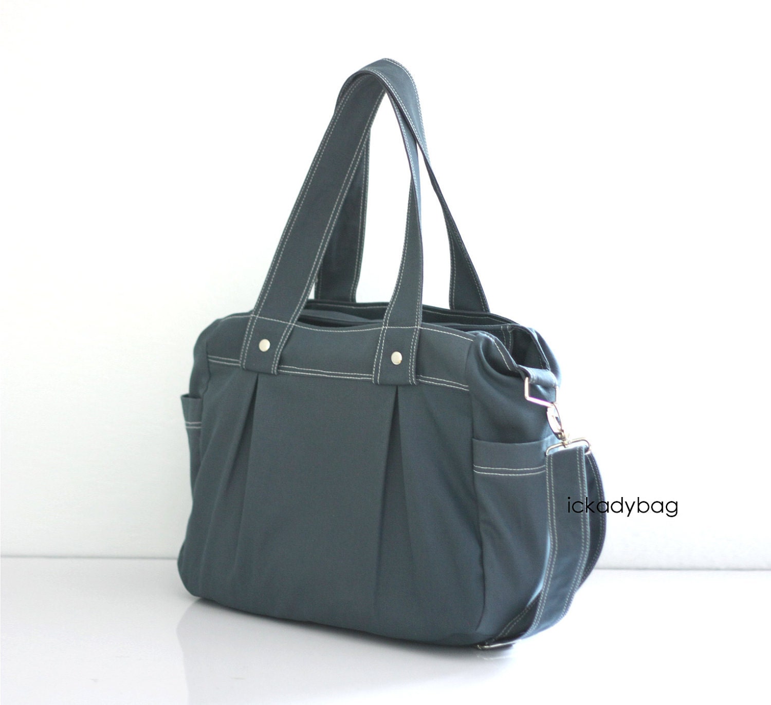 SALE Gray Messenger Tote Bag Diaper bag with Three