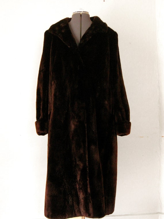 REAL SEAL FUR 1950s Incredible Full Length by GuermantesVintage