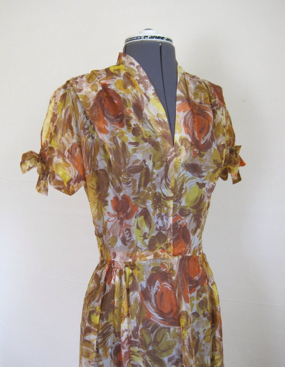 60s does 30s Sheer Watercolor Dress by GuermantesVintage on Etsy