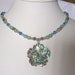 Abalone - green aventurine - Swarovski crystal- necklace and earrings jewelry set-ooak