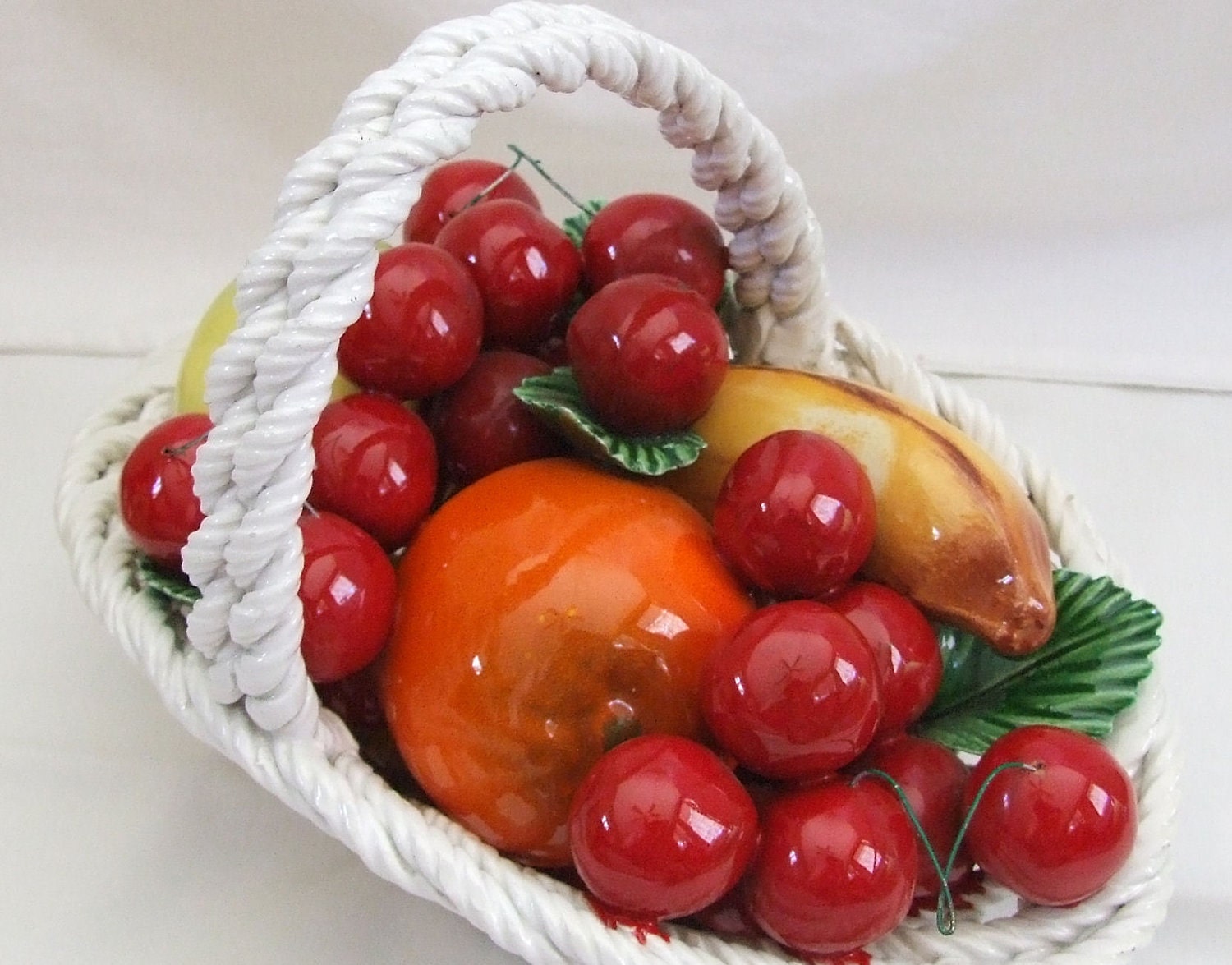 Vintage Ceramic Fruit Basket Handmade in Italy by LemonTreeVintage