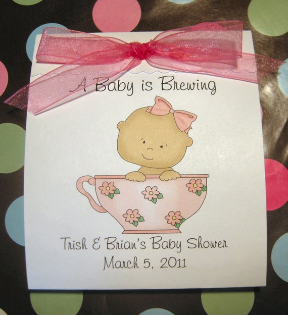 Items similar to Baby Shower Tea Bag Tea Party Favors for Baby Girls