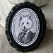 Victorian Style Anthropomorphic Animal Brooch - Large West Highland Terrier Dog (girl) in Black