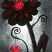 ACEO SALE Dark Art Gothic Lowbrow Emo Punk Flower Red Black Heart Fantasy Surreal Dream Whimsical Whimsy Original Painting Love