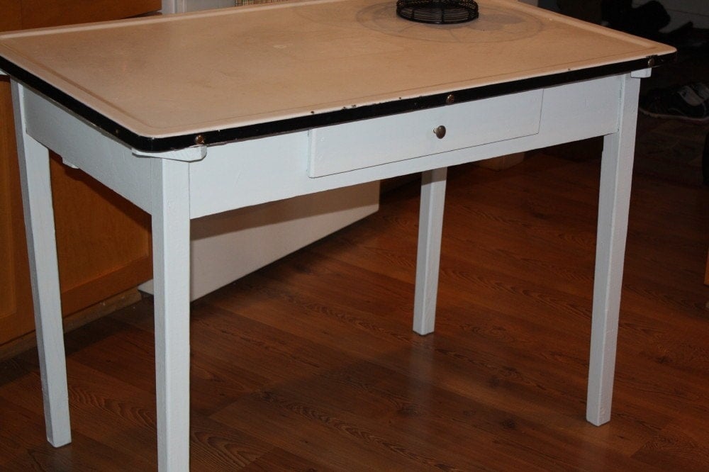 vintage enamel top kitchen table