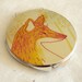 Orange Fox Compact Mirror Illustration Art 2.75"