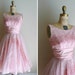 Vintage 1950s Dress Embroidered Pink Party Dress