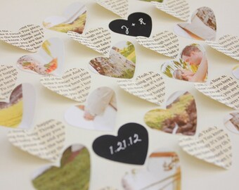 Wedding Song lyric art collage - custom wedding gift , song lyrics with photo 3d paper heart frame , unique wedding gift idea.