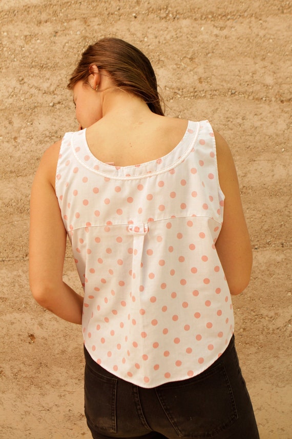 POLKA dot 80s bright TOP button up down TANK top
