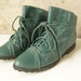 size 7.5 faux LEATHER TEAL witchy vintage 80s 90s pointy ankle BOOTIES for women
