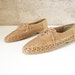 men's size 11 CARAMEL leather spring summer WOVEN flat lace up shoes
