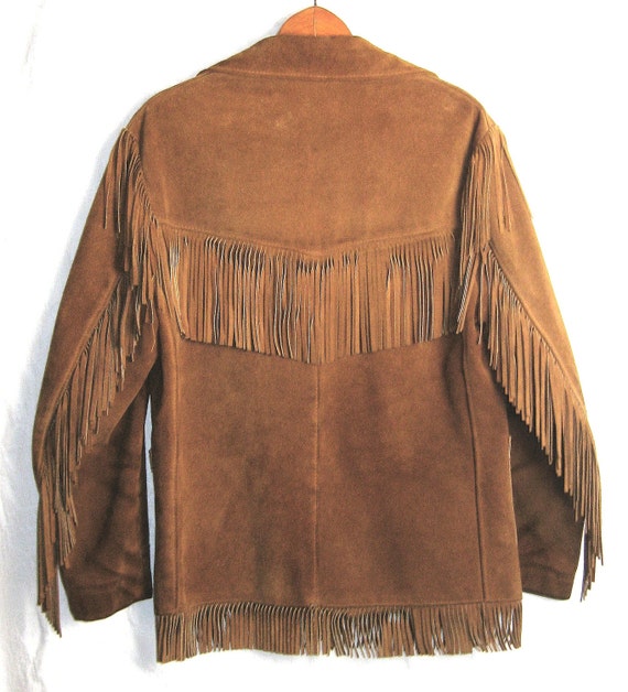 1970s Vintage Mens Leather Suede Fringed Jacket. Mens Fashion