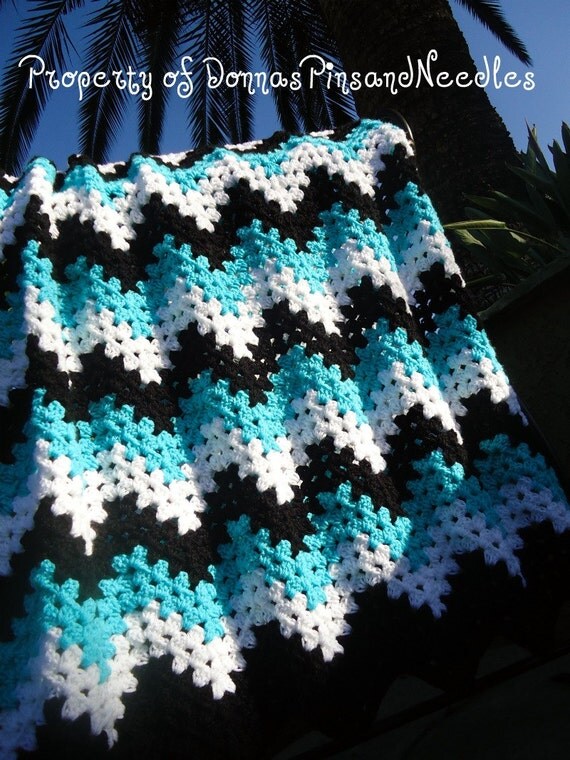 Download Carolina Panthers colors chevron crochet blanket afghan