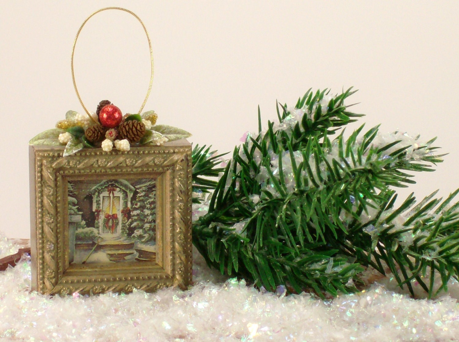 Picture Frame Christmas Tree Ornament CC by ACutAboveMemoryBoxes