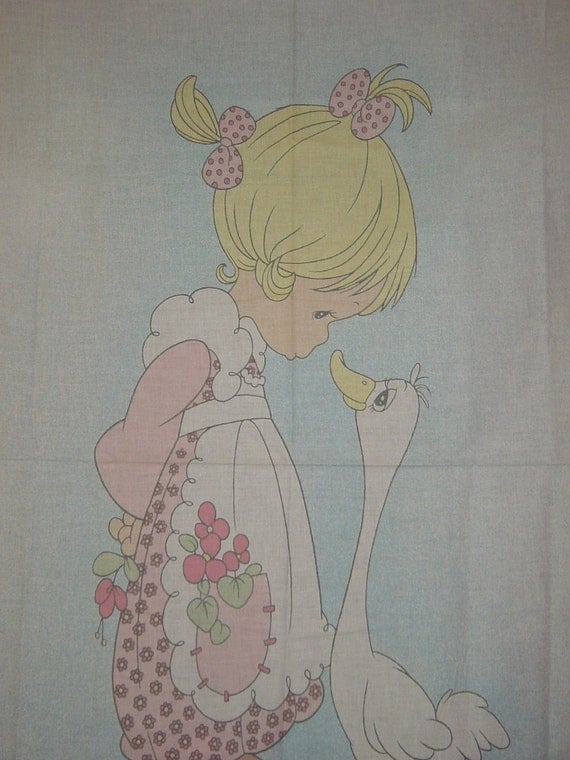 Precious Moments Goose Girl Baby Quilt Top Fabric Panel