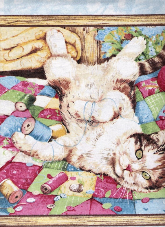 Cotton Fabric Six Cats Quilting Purrfection Cat Kitties