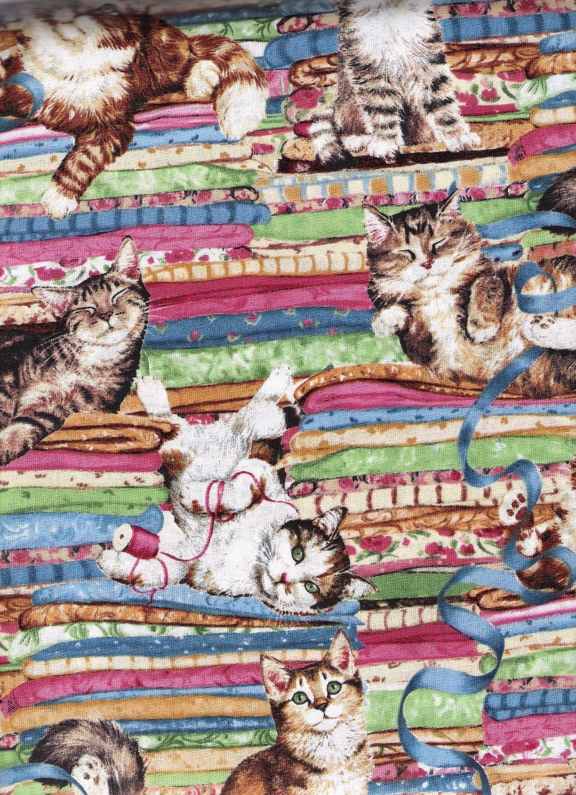 Cotton Fabric Six Cats Quilting Purr-fection Cat Kitties