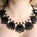 Black Tatted Necklace Beaded Fiber Earring Set