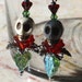 Day of the Dead Frida Kahlo Red Bloom Leaf Flower Dia de los Muertos Original Art Skull Earrings