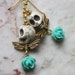 Day of the Dead Dia de los Muertos Frida Kahlo Señorita Mexican Green Flower Golden Angel Turquoise Skull Dangle Party Earrings