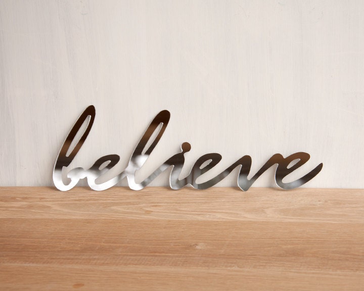 Mirror Word  Wall  Decor  Believe wall art  signage