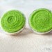 Silver plated brass & Green Grass felt Earrings - Handmade Jewelry Design