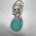Wire Wrapped Sea Glass Necklace-English Aqua Multi in Argentium Sterling Silver 930