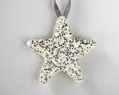 Vintage Inspired Star Ornament Unique Sugar Fun Hand Made White Silver Glitters Christmas Anniversaries Weddings Holiday Gifts Decoration