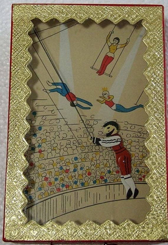 Vintage Shackman Reproduction Antique Trapeze Toy with Box